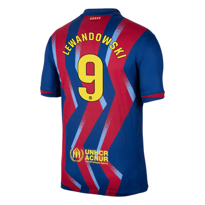 LEWANDOWSKI #9 Barcelona Vierde Shirt 2025/26 Rood&Blauw