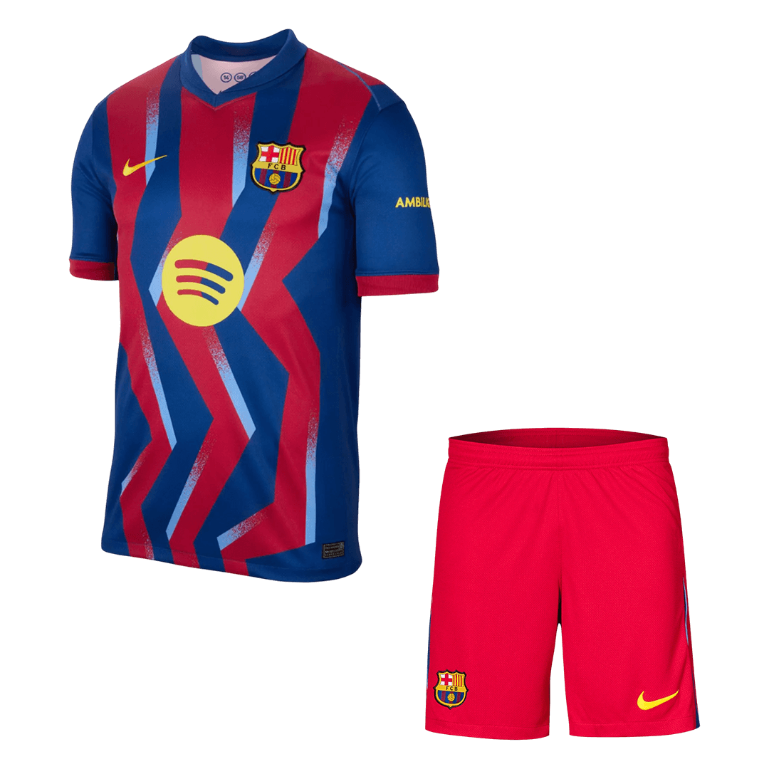 Barcelona Vierde Uitshirt Set 2025/26 Rood & Blauw