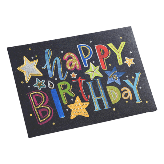 Custom Colorful Star Birthday Card Black