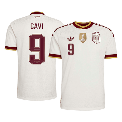 GAVI #9 Espagne Extérieur Maillot 2 Stars - Champion Edition - Coupe du Monde 2026 Blanc Joueur