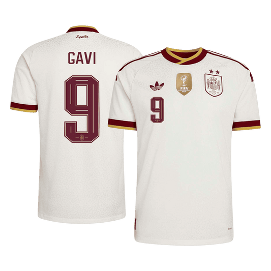 GAVI #9 Espagne Extérieur Maillot 2 Stars - Champion Edition - Coupe du Monde 2026 Blanc Joueur