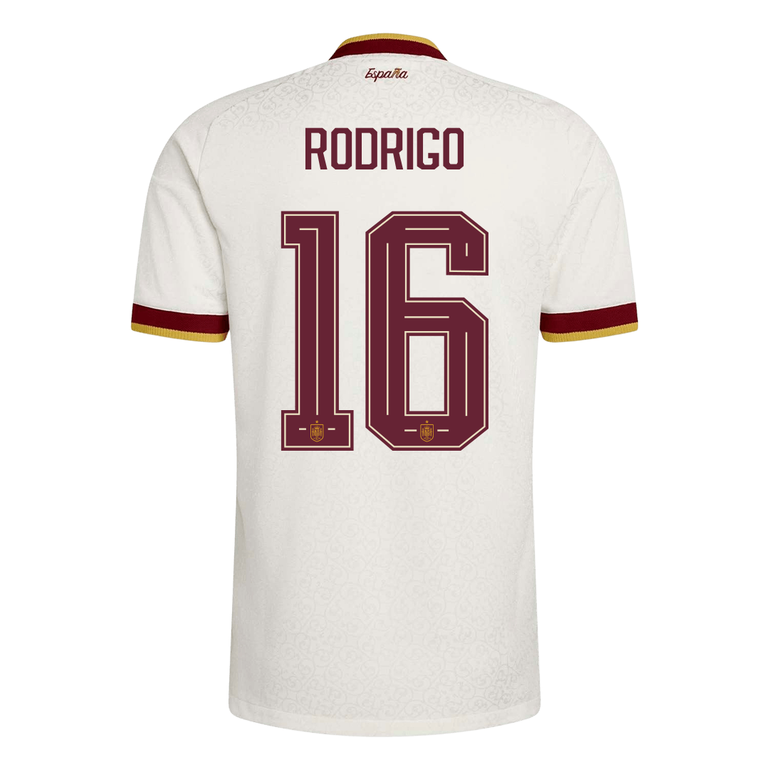 RODRIGO #16 Espagne Extérieur Maillot - Coupe du Monde 2026 Blanc Joueur