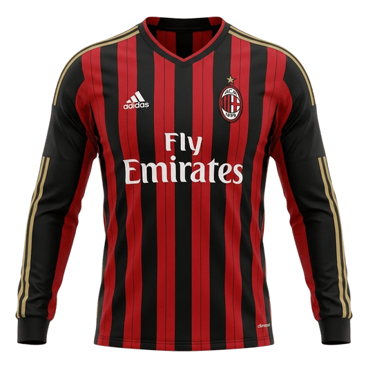 Retro AC Milan Domicile Maillot Manches Longues 2013/14 Rouge&Noir