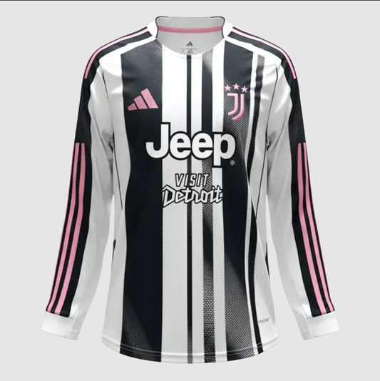 Juventus Domicile Maillot Manches Longues 2025/26 Noir&Blanc Grande Taille