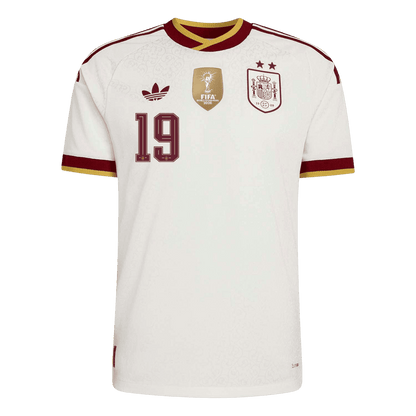 LAMINE YAMAL #19 Espagne Extérieur Maillot 2 Stars - Champion Edition - Coupe du Monde 2026 Blanc Joueur