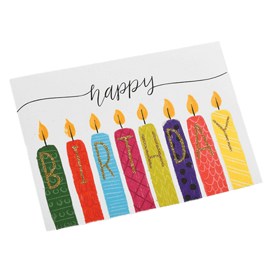 Custom Colorful Candle Birthday Card White