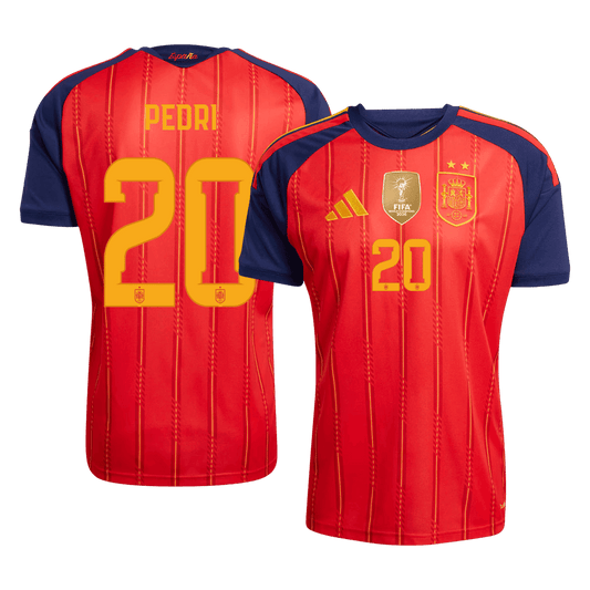 PEDRI #20 Espagne Domicile Maillot 2 Stars - Champion Edition - Coupe du Monde 2026 Rouge