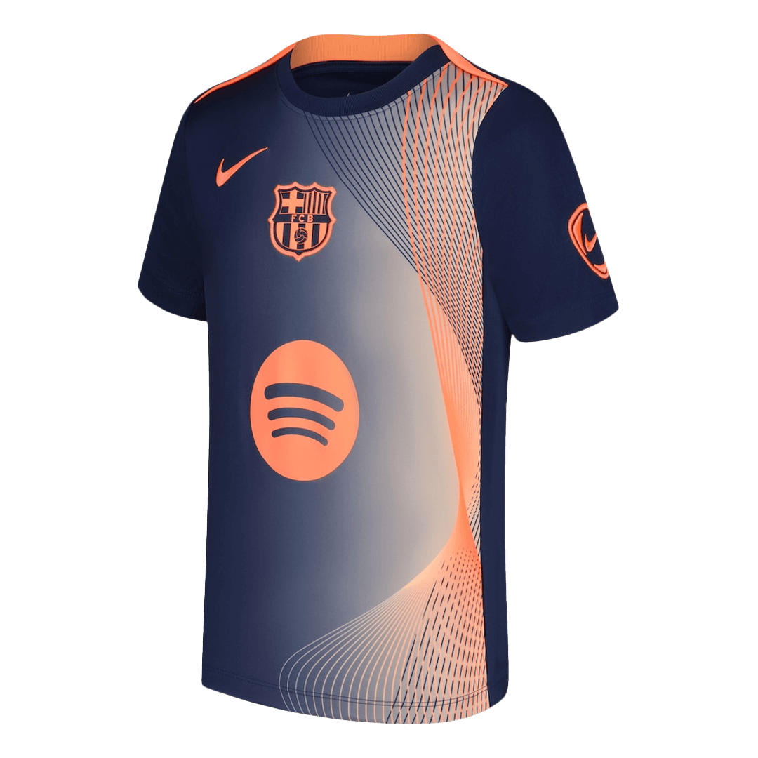 Barcelona Pre-Match Thuisshirt 2025/26 Oranje en Zwart Grote Maat