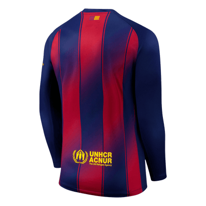 Barcelone Domicile Maillot Manches Longues 2025/26 Rouge et Bleu Grande Taille