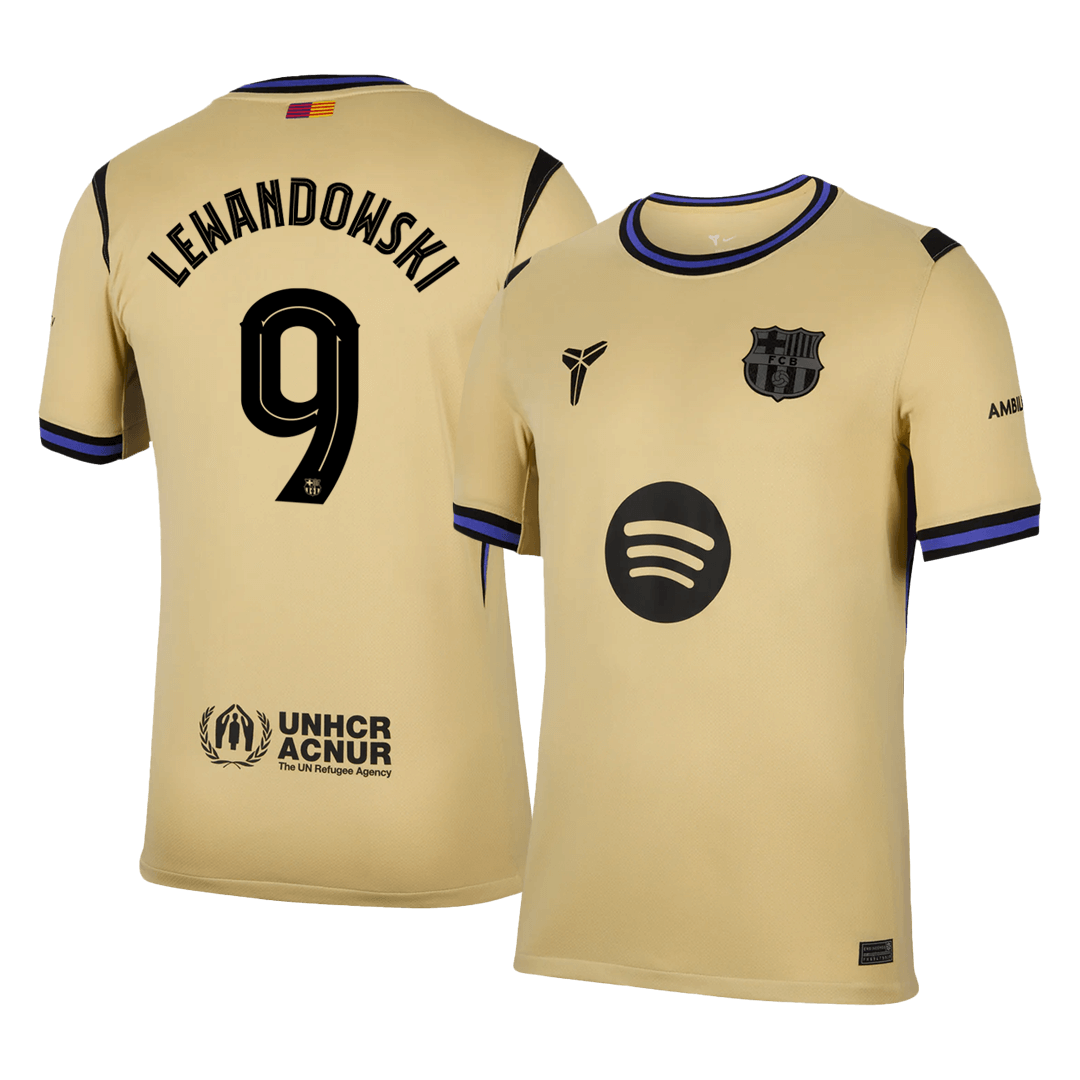 LEWANDOWSKI #9 Barcelona Uitshirt 2025/26 Geel - UCL