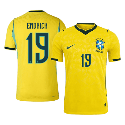 ENDRICK #19 Brésil Domicile Maillot - Coupe du Monde 2026 Jaune Joueur