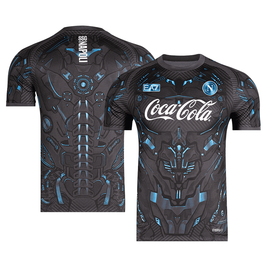 Naples Pre-Match Maillot 2025/26 Noir Grande Taille