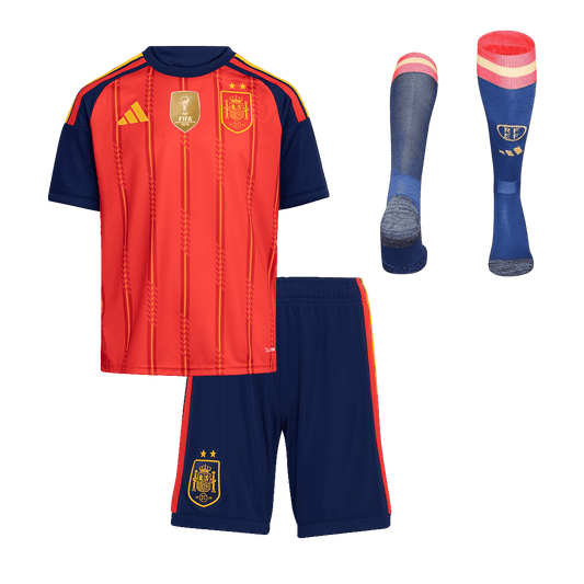 Espagne Domicile Maillot 2 Stars - Champion Edition Kit - Coupe du Monde 2026 Enfant Rouge