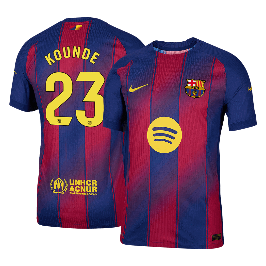 KOUNDE #23 Barcelona Thuisshirt 2025/26 Rood en Blauw Authentiek