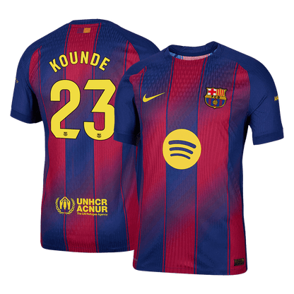 KOUNDE #23 Barcelona Thuisshirt 2025/26 Rood en Blauw Authentiek