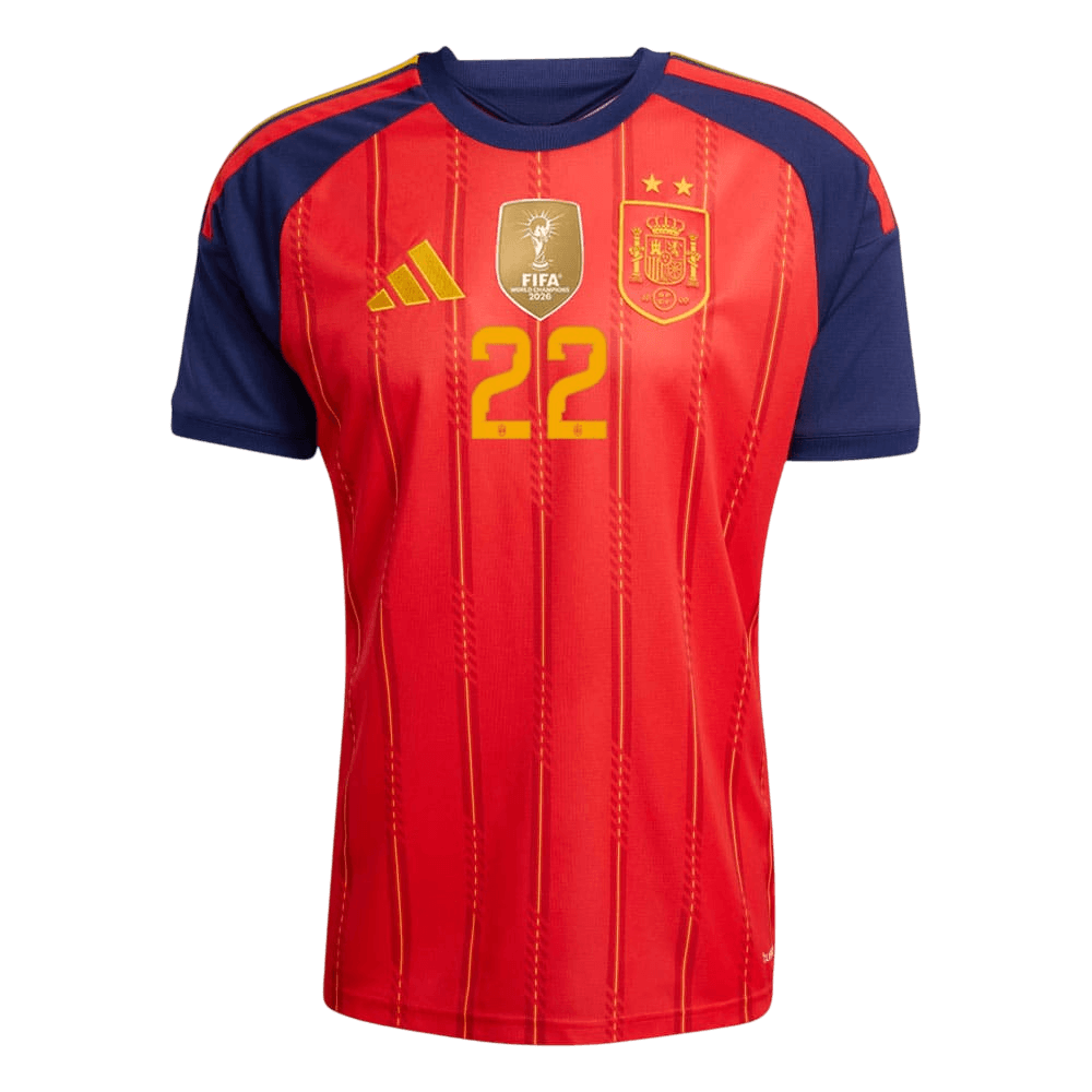 CUBARSÍ #22 Espagne Domicile Maillot 2 Stars - Champion Edition - Coupe du Monde 2026 Rouge Joueur