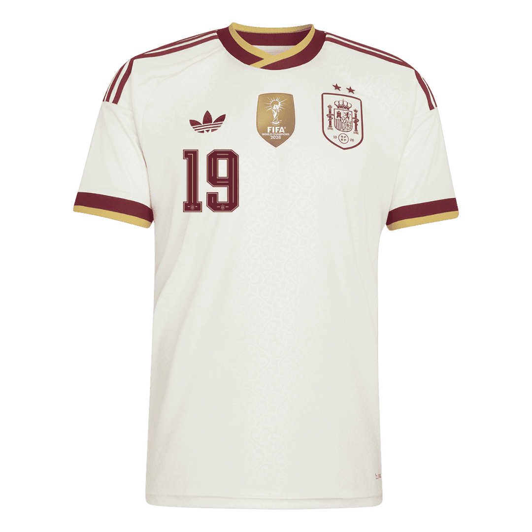 LAMINE YAMAL #19 Espagne Extérieur Maillot - Coupe du Monde 2026 Blanc