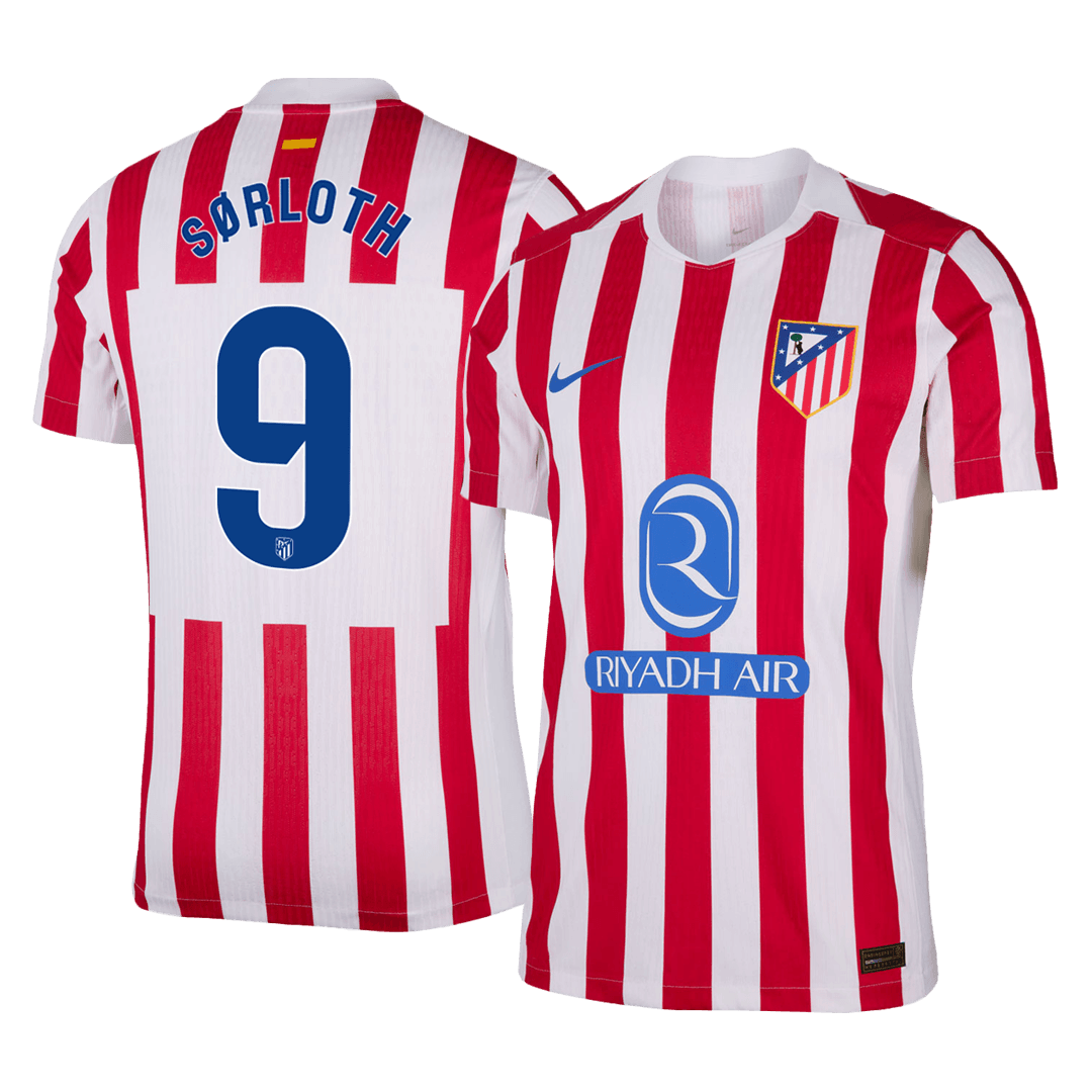 SØRLOTH #9 Atlético Thuisshirt 2025/26 Rood&Wit Speler