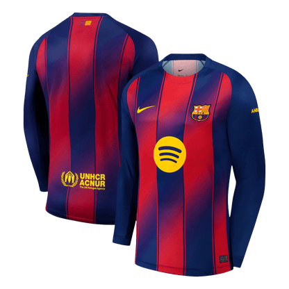 Barcelone Domicile Maillot Manches Longues 2025/26 Rouge et Bleu Grande Taille