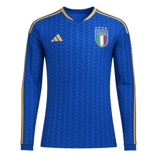 Italie Domicile Maillot Manches Longues - Coupe du Monde 2026 Bleu Grande Taille