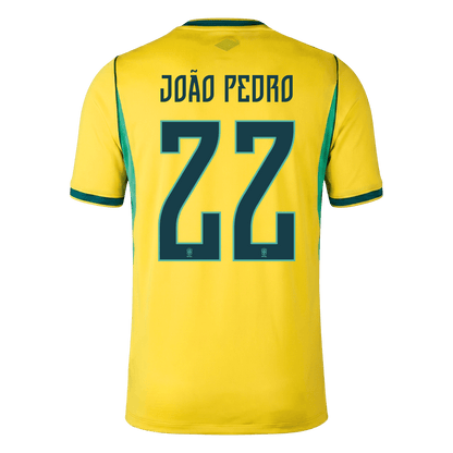 JOÃO PEDRO #22 Brésil Domicile Maillot - Coupe du Monde 2026 Jaune