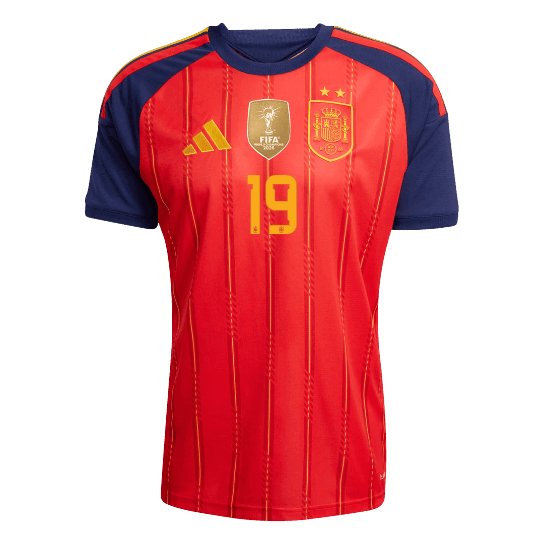 LAMINE YAMAL #19 Espagne Domicile Maillot - Coupe du Monde 2026 Rouge Joueur
