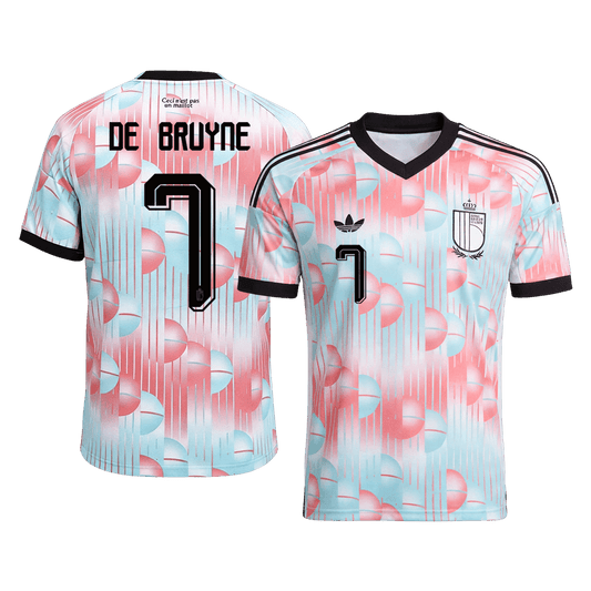 DE BRUYNE #7 Belgique Extérieur Maillot - Coupe du Monde 2026 Blue&Pink