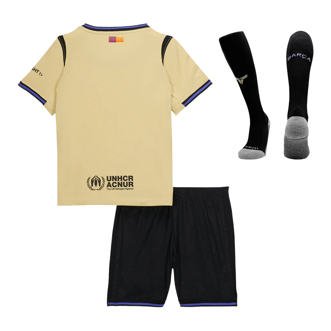 Barcelone Extérieur Maillot Kit 2025/26 Junior Jaune&Noir