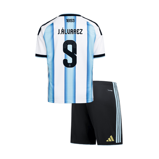 Kids J.ÁLVAREZ #9 Argentine Domicile Maillot Kit - Coupe du Monde 2026 Blue&White - Super