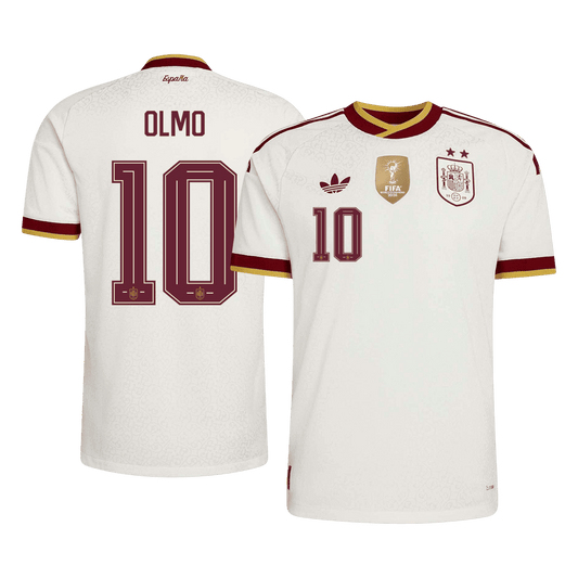 OLMO #10 Espagne Extérieur Maillot 2 Stars - Champion Edition - Coupe du Monde 2026 Blanc Joueur