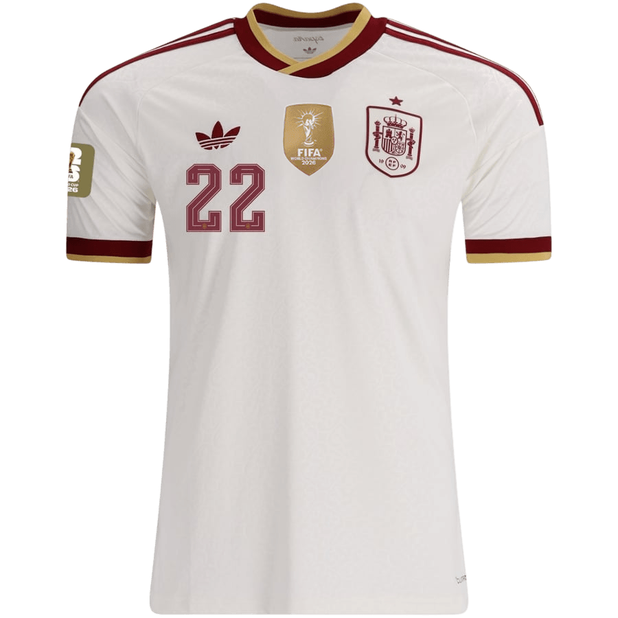 CUBARSÍ #22 Espagne Extérieur Maillot - Coupe du Monde 2026 Blanc
