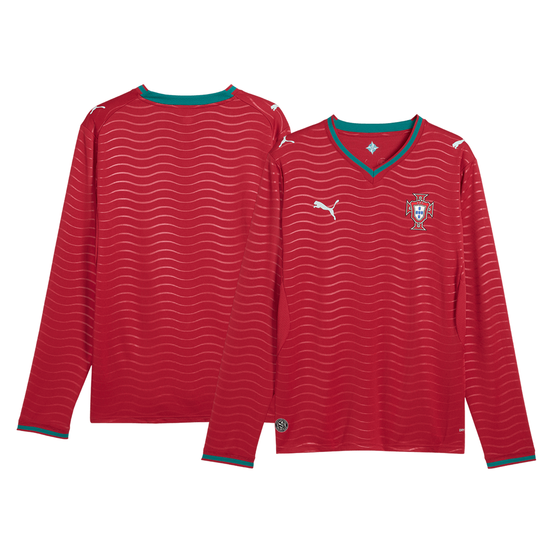 Portugal Thuisshirt Lange Mouwen - Wereldbeker 2026 Rood Grote Maten