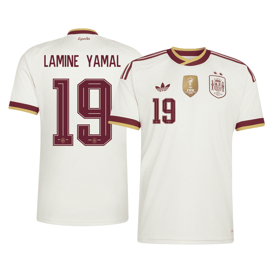 LAMINE YAMAL #19 Espagne Extérieur Maillot - Coupe du Monde 2026 Blanc