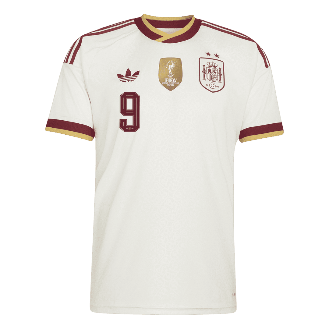 GAVI #9 Espagne Extérieur Maillot 2 Stars - Champion Edition - Coupe du Monde 2026 Blanc
