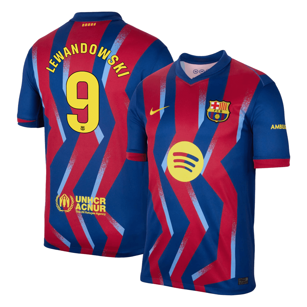 LEWANDOWSKI #9 Barcelona Vierde Shirt 2025/26 Rood&Blauw
