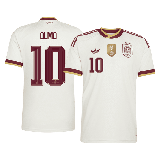 OLMO #10 Espagne Extérieur Maillot 2 Stars - Champion Edition - Coupe du Monde 2026 Blanc