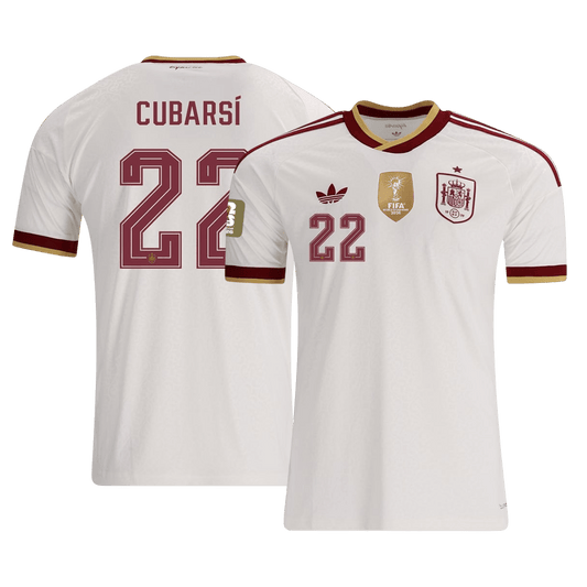 CUBARSÍ #22 Espagne Extérieur Maillot Champion Edition - Coupe du Monde 2026 Blanc Joueur